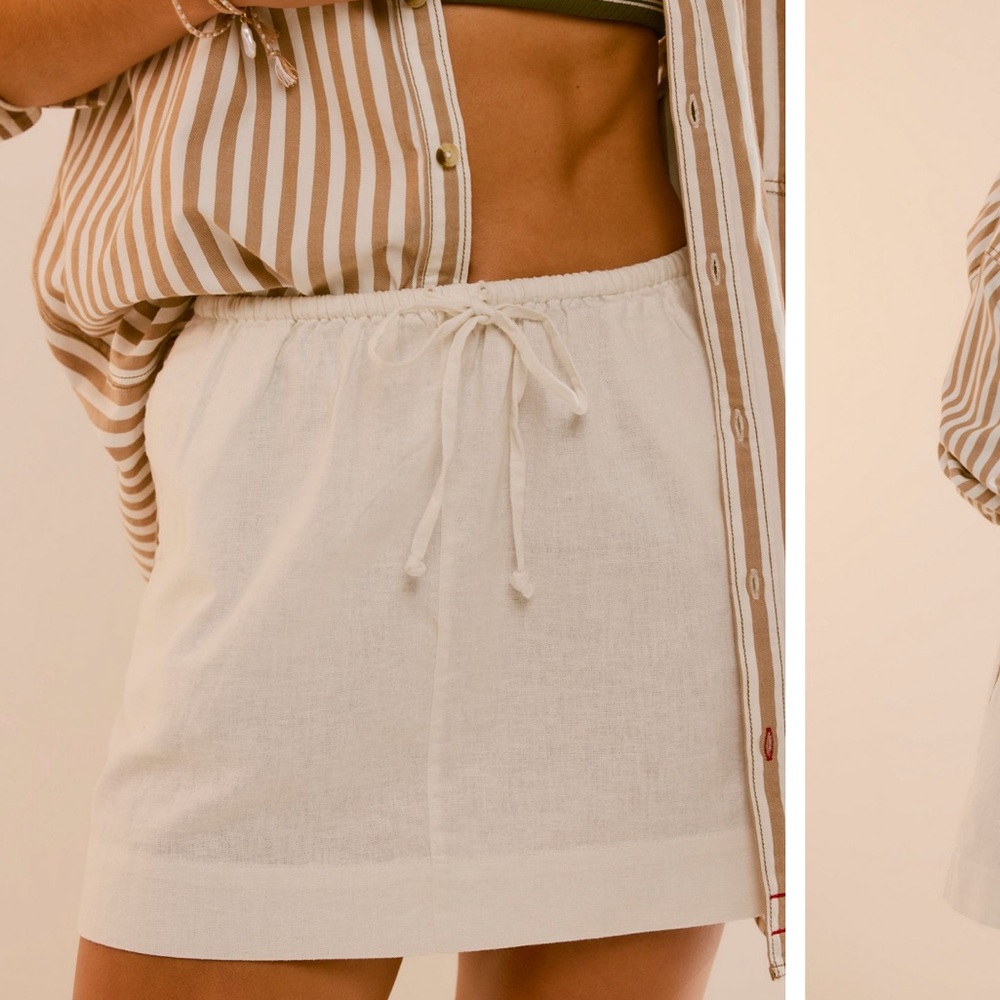 Free People Streetside Cotton-Linen Mini Skirt